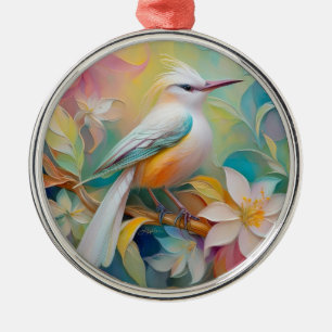 Büscheliger Goldener Fantasie Vogel Ornament Aus Metall