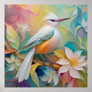 Büscheliger Goldener Fantasie Vogel Poster