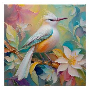 Büscheliger Goldener Fantasie Vogel Poster