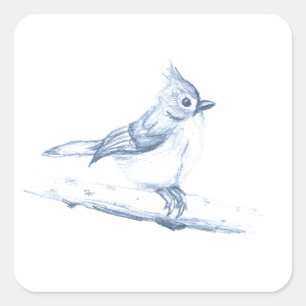 Büscheliger Titmouse Quadratischer Aufkleber