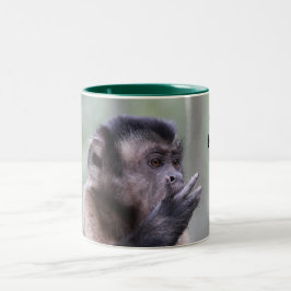 Büscheliges Capuchin-Affe-Foto Zweifarbige Tasse