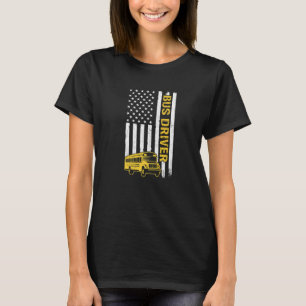 Busfahrer Amerikanische Flagge Schulbusfahrer T-Shirt