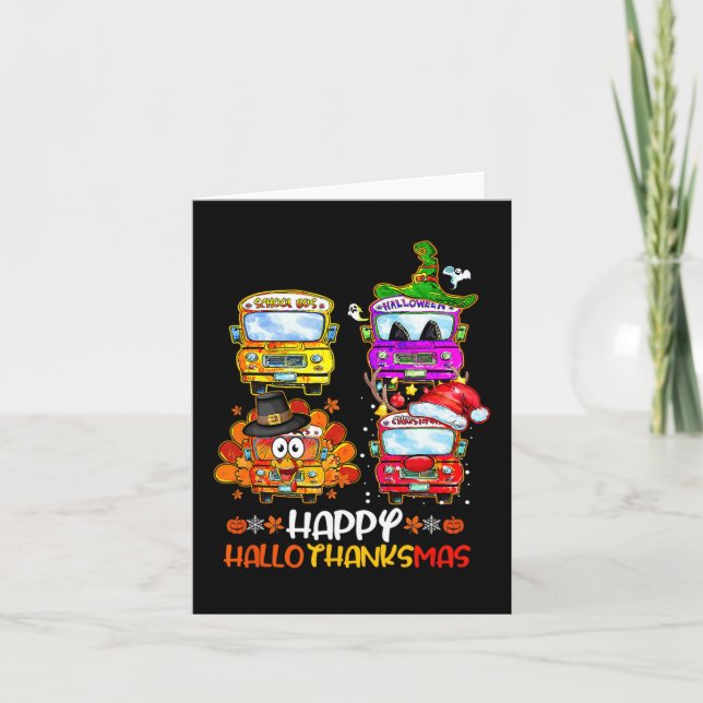 Busfahrer glücklich Hallothanksmas Erntedank Chris Karte (Vorderseite)