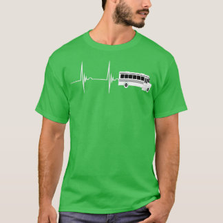 Busfahrer Lover Heartbeat EKG Pulse Driving Bus T-Shirt
