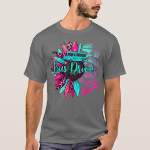 Busfahrer Sunflower Leopard Niedlicher Busfahrer L T-Shirt