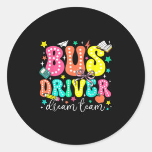 Busfahrer Traumteam Erster Schultag Retro Runder Aufkleber