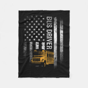 Busfahrer US sa American Flag Funny Bus Driver Ges Fleecedecke