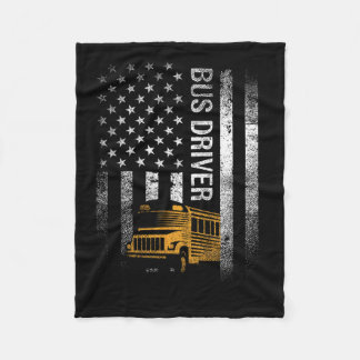 Busfahrer US sa American Flag Funny Bus Driver Ges Fleecedecke