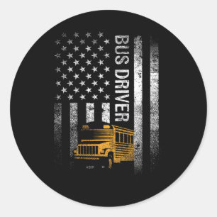 Busfahrer US sa American Flag Funny Bus Driver Ges Runder Aufkleber
