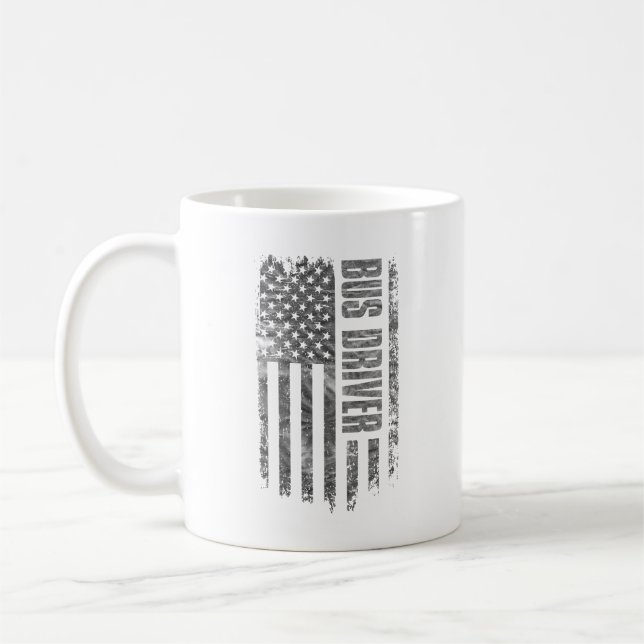 Busfahrer USA-Flagge Distressed-Design Kaffeetasse (Links)