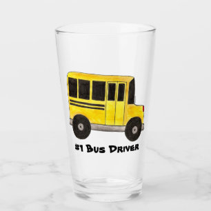 Busfahrer Yellow School Buslehrer Bildung Glas