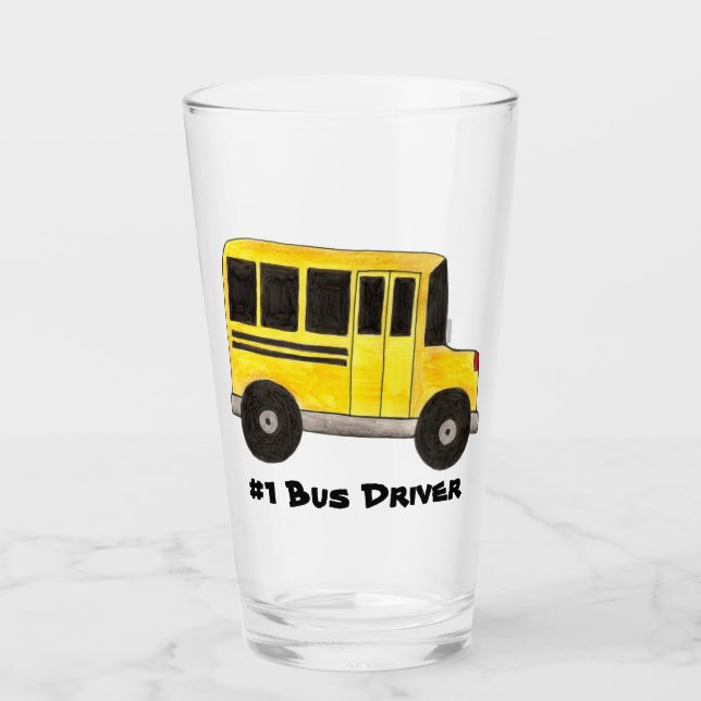 Busfahrer Yellow School Buslehrer Bildung Glas (Vorderseite)