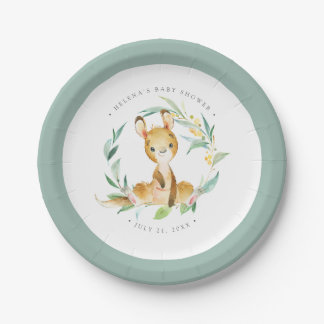 Bush Baby Kangaroo Baby Shower Paper Plate Pappteller