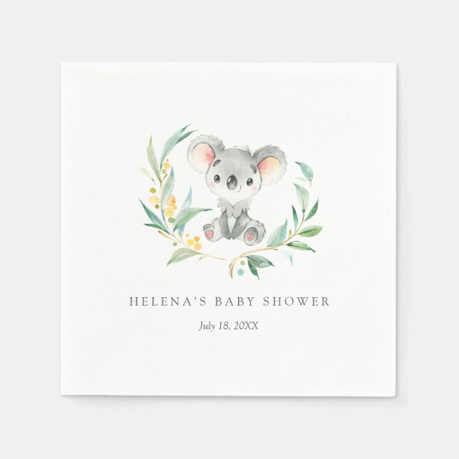 Bush Baby Koala Baby Dusche Napkins Serviette (Vorderseite)