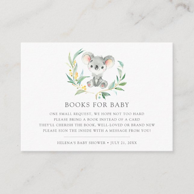 Bush Baby Koala Baby Showbook Request Cards Begleitkarte (Vorderseite)