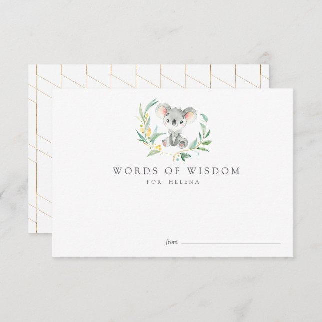 Bush Baby Koala Baby Shower Advisor Cards Einladung (Vorne/Hinten)