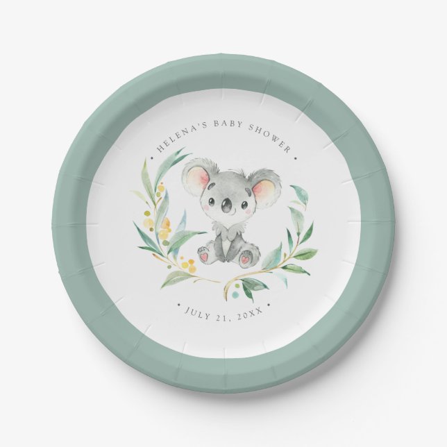 Bush Baby Koala Baby Shower Paper Plate Pappteller (Vorderseite)