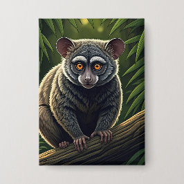 Bush Baby Perched on Jungle Branch Button