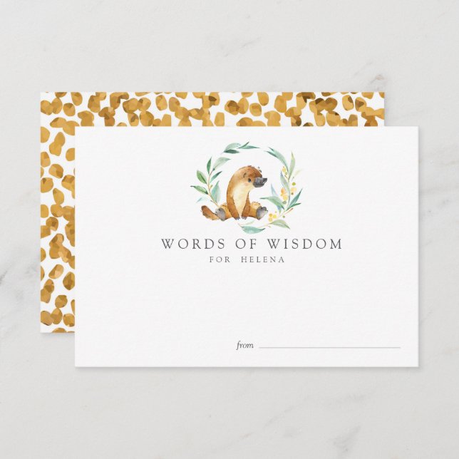 Bush Baby Platypus Baby Shower Advisor Cards Einladung (Vorne/Hinten)