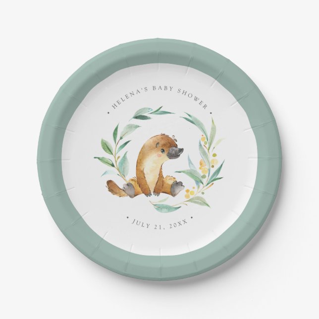 Bush Baby Platypus Baby Shower Paper Plate Pappteller (Vorderseite)