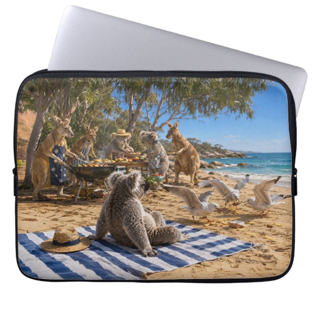 Bush-Barbecue mit Kängurus und Koalas Laptopschutzhülle (Vorderseite)