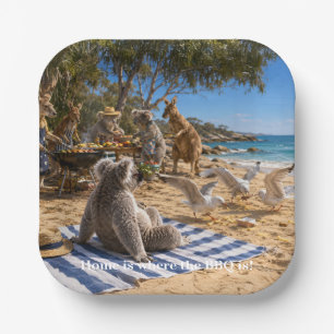 Bush-Barbecue mit Kängurus und Koalas Pappteller