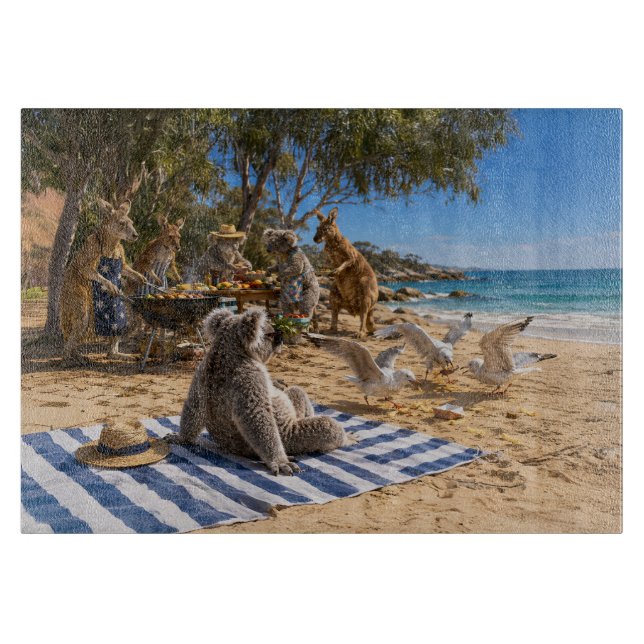 Bush BBQ with Kangaroos and Koalas Schneidebrett (Vorderseite)