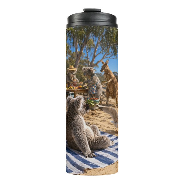 Bush BBQ with Kangaroos and Koalas Thermosbecher (Vorderseite)
