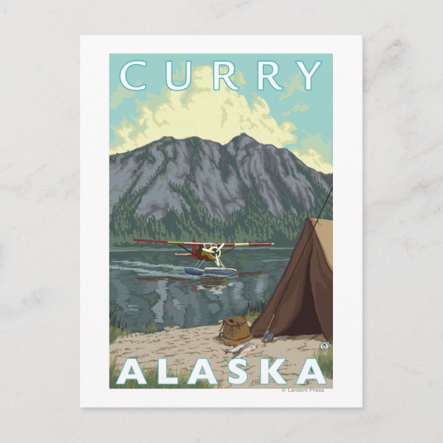 Bush Flugzeug & Fischerei - Curry, Alaska Postkarte (Vorderseite)
