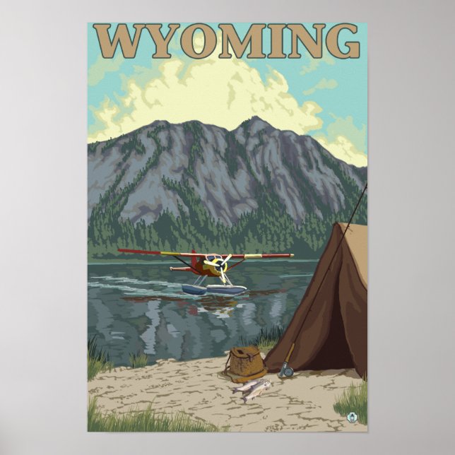 Bush Flugzeug & Fischerei - Wyoming Poster (Vorne)
