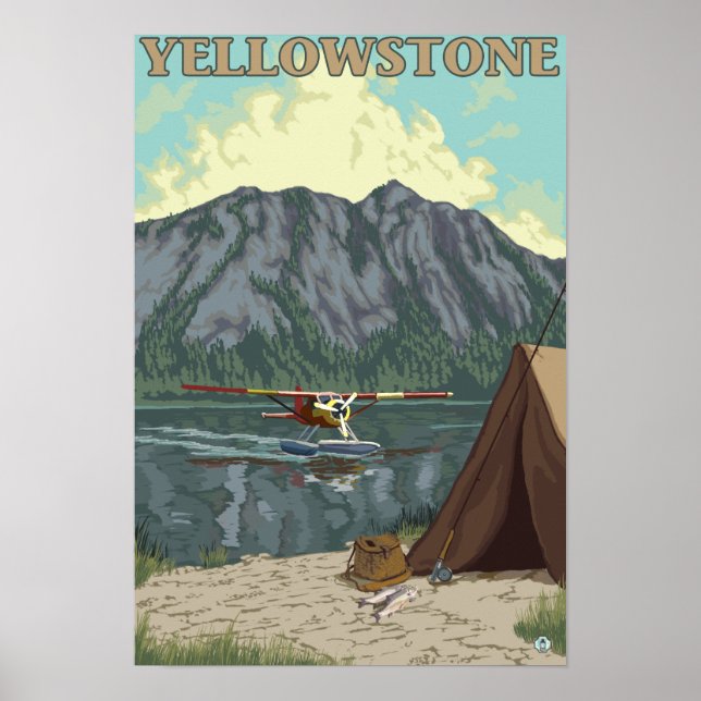 Bush Flugzeug & Fischerei - Yellowstone National Poster (Vorne)