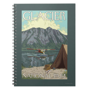 Bush Flugzeug & Fishing - Glacier National Park, M Notizblock