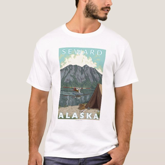 Bush-Flugzeug u. Fischen - Seward, Alaska T-Shirt (Vorderseite)