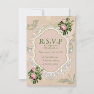 Bush Garden Green - weiche rosa Rosen RSVP Karte