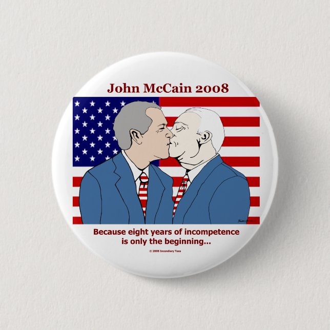 Bush-McCain Kuss-Knopf Button (Vorderseite)