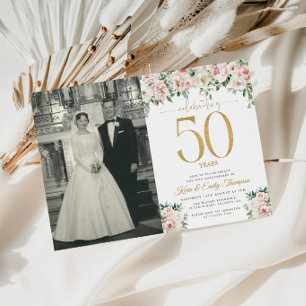 Bush Pink Floral 50 Jahre alt Einladung