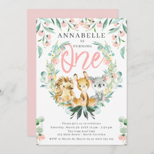 Bush Safari 1. Girl Birthday Einladung