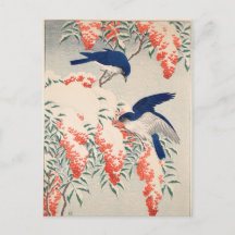 Bush und Fly Catchers in Snow von Ohara Koson