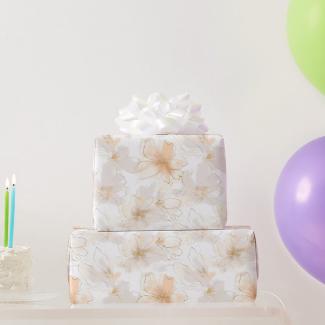 Bush und Taupe Moderne Kunst Floral Geschenkpapier (Partygeschenke)