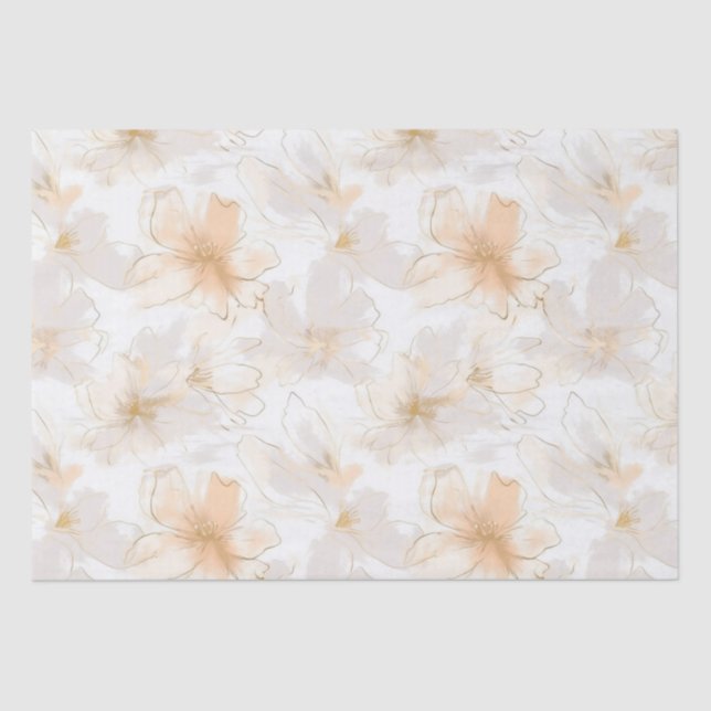Bush und Taupe Moderne Kunst Floral Seidenpapier (Vorderseite)