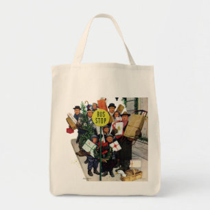 Bushaltestelle am Weihnachten Tragetasche