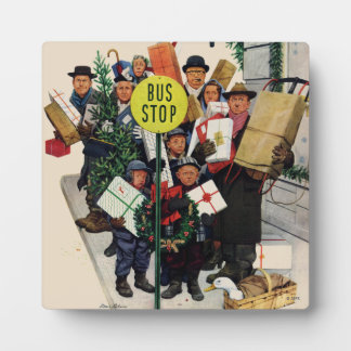 Bushaltestelle zu Weihnachten Fotoplatte