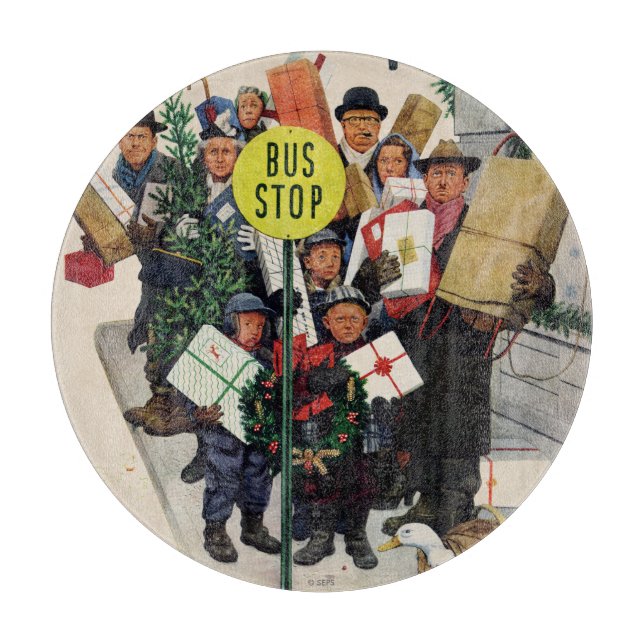 Bushaltestelle zu Weihnachten Schneidebrett (Vorderseite)