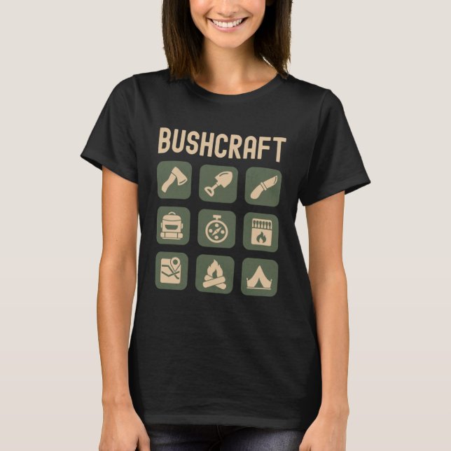 Bushcraft Outdoor Survival Living Nature Camping T-Shirt (Vorderseite)