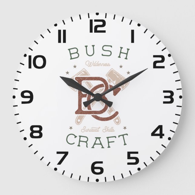 Bushcraft Survival Skills Wilderness Camping Große Wanduhr (Vorderseite)