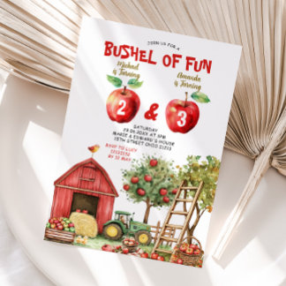 Bushel Fun Sibling Geburtstag Red Gingham Party Einladung