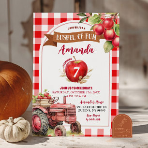 Bushel von Fun Red Apple und Truck Birthday Girl Einladung