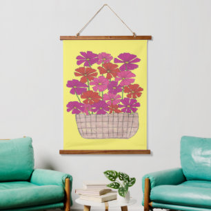 Bushel von hellen Kosmos Wandteppich Mit Holzrahmen