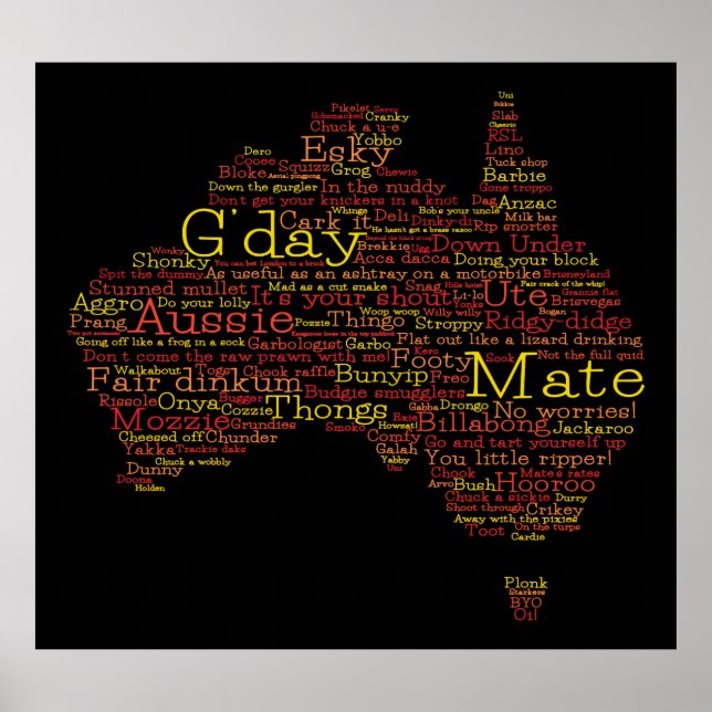 Bushfire Special Edition Aussie Slang Karte Poster (Vorne)