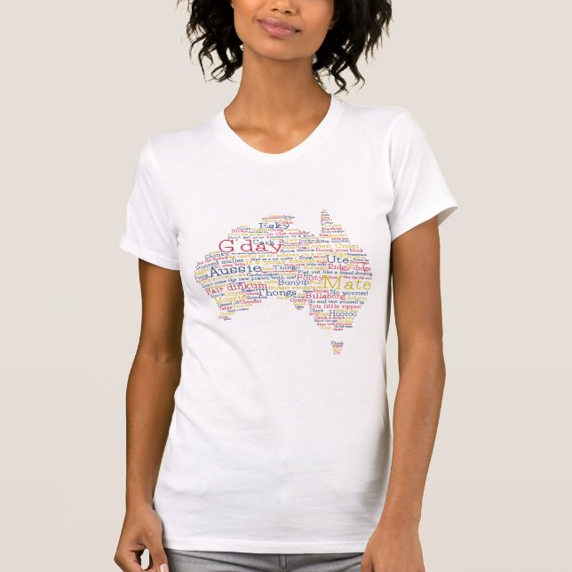 Bushfire Special Edition Aussie Slang Karte T-Shirt (Vorderseite)